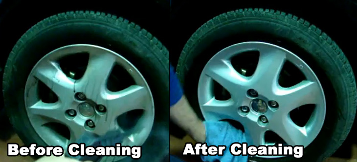 Before and After Cleaning Wheels with Tecnovap