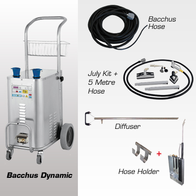 a July Accessories Kit, Steam Diffusion Rod and Hose Holder come packaged with the Bacchus Mini Dynamic